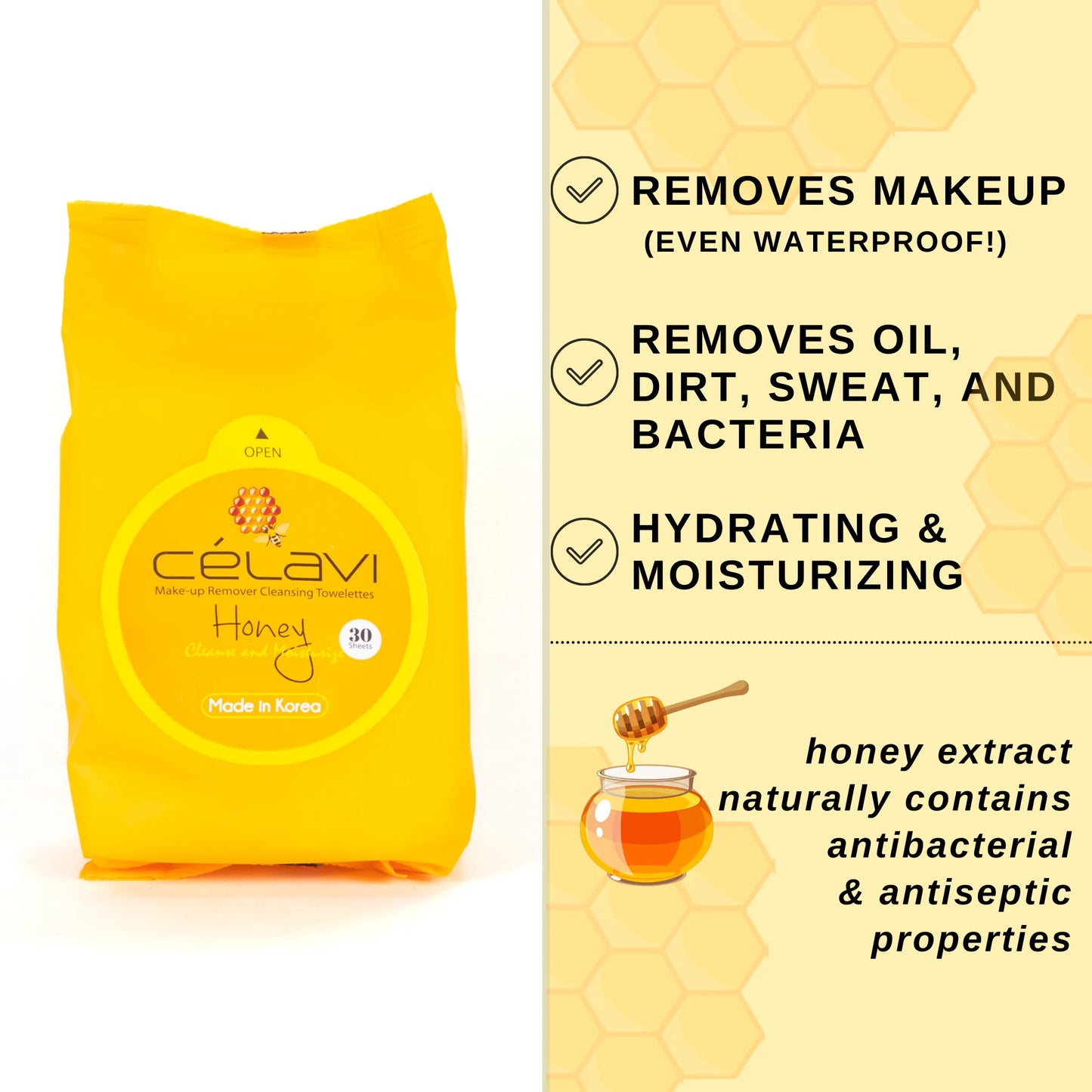 Celavi Honey Make-up Remover Wipes